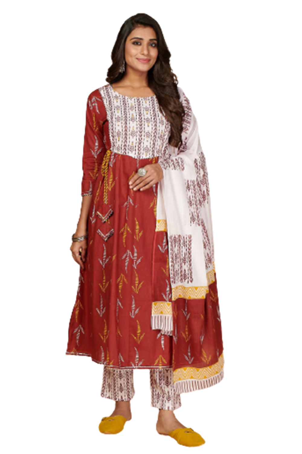 maroon-and-white-anarkali-set-with-dupatta