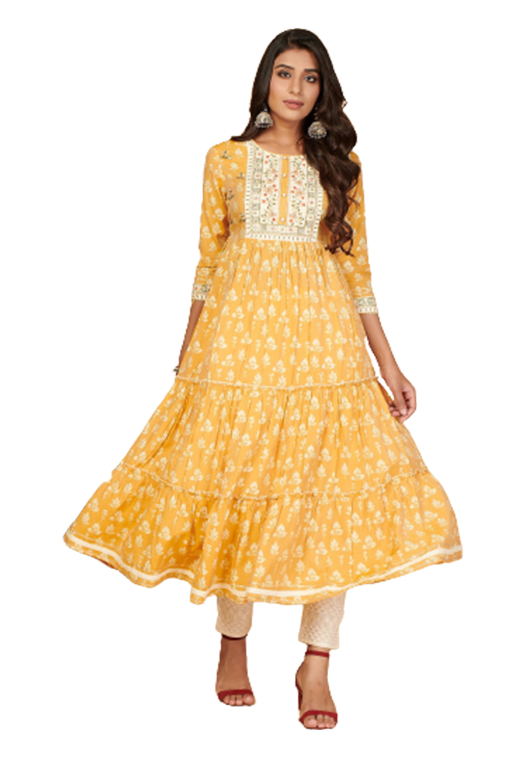 yellow-tiered-long-frock